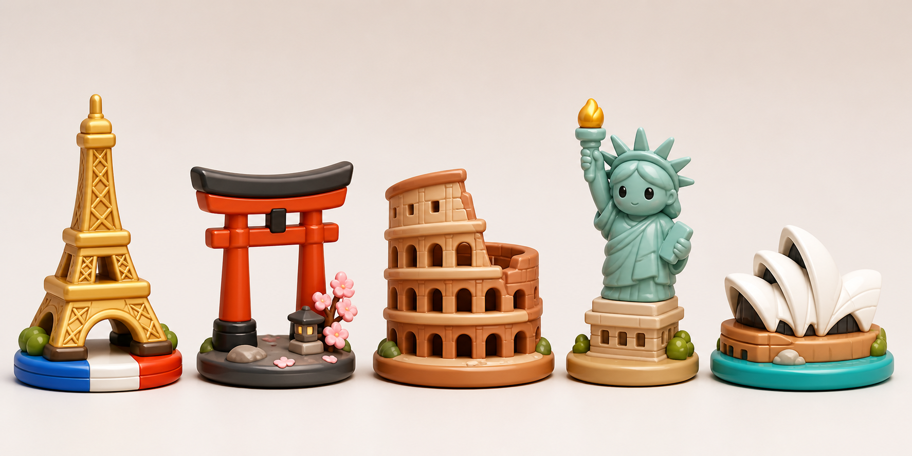 Set of TripKeeps collectible keepsakes used as a temporary itinerary placeholder.